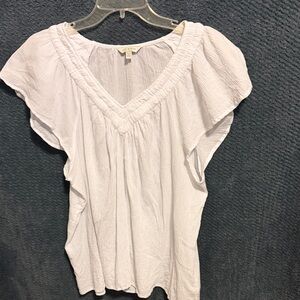 Lucky Brand Ivory Flutter Sleeve Top